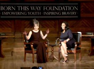 Lady Gaga speaking with Oprah about the "Born This Way Foundation"
