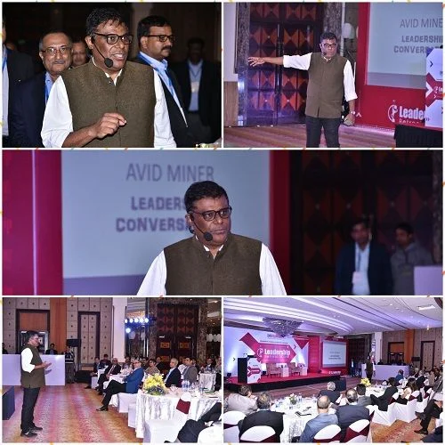 A collage of Ashish Vidyarthi at various events as the founder of Avid Miner Conversations