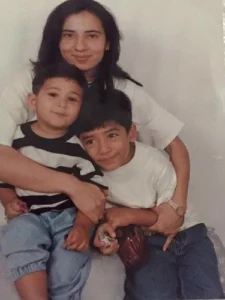 Orhan Awatramani's (right) childhood picture with his mother and brother